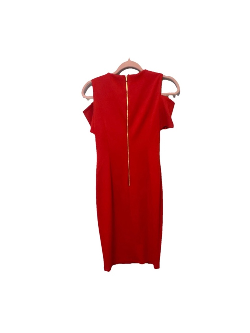 Calvin Klein Women's Red Cold-Shoulder Sheath Knee Length Dress Sz 10 - Picture 5 of 5